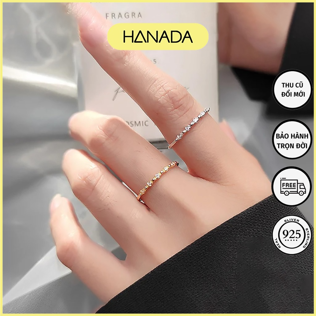 Nhẫn bạc 925 hanada 0571 nhẫn 5 đá nhỏ xen kẽ