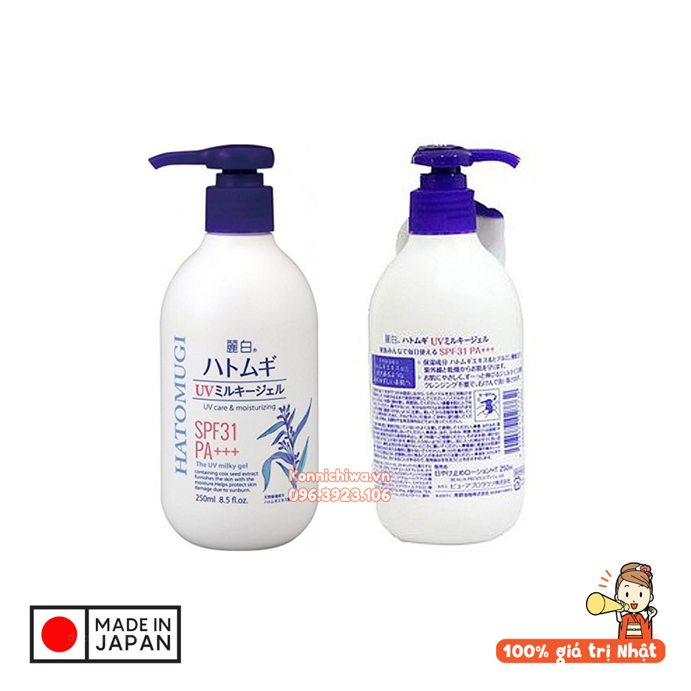 [Hàng Auth] Sữa Dưỡng Thể Chống Nắng Reihaku HATOMUGI | Dưỡng Thể Kumano Chiết Xuất Hạt Ý Dĩ / Hạt Coix SPF31 PA+++ Chống Nắng, Dưỡng Trắng Da Chai 250ml - Hàng nội Nhật Bản