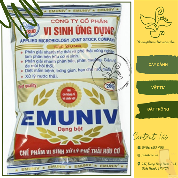 Chế phẩm men vi sinh phân giải chất hữu cơ emuniv 200g - chế phẩm bảo vệ thực vật - chế phẩm sinh học