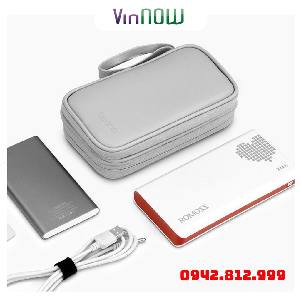 Túi đựng phụ kiện công nghệ, bộ sạc macbook, máy tính bảng, dây cáp sạc, pin dự phòng Baona cao cấp