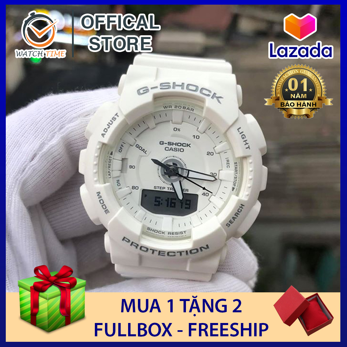 Đồng hồ Casio G-Shock Nữ GMA-S130 Trắng - Cảm biến đếm bước chân, thiết kế nhỏ gọn - Bảo hành 12 tháng