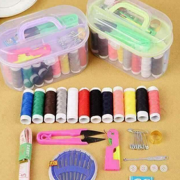 HỘP KIM CHỈ ĐA NĂNG ĐẦY ĐỦ 55 MÓN MAY VÁ  - HỘP KIM CHỈ TIỆN DỤNG CHO GIA ĐÌNH  - BỘ MAY VÁ MINI