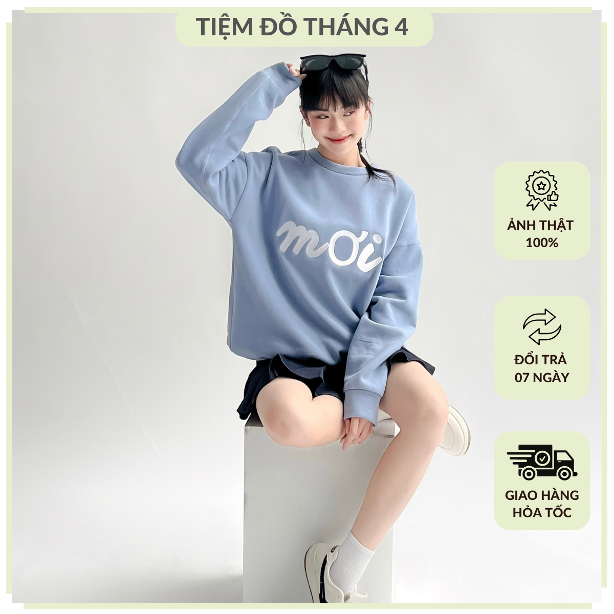 Áo sweater nữ freesize form rộng thoải chất nỉ bông dày dặn tiệm đồ tháng 4 mơi sweater