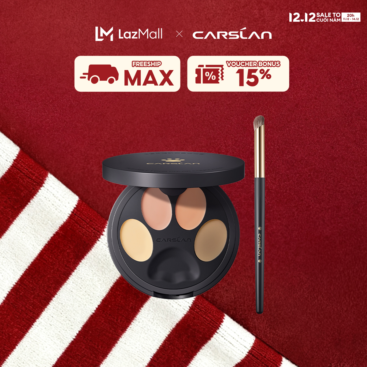   ĐỘC QUYỀN 11  20pm  - 14.12|VOUCHER+QUÀ TẶNG Kem Che Khuyết Điểm Carslan 3 Màu Che phủ quầng thâm  bọng mắt Che khuyết điểm mà trong veo suốt 12H 3g 