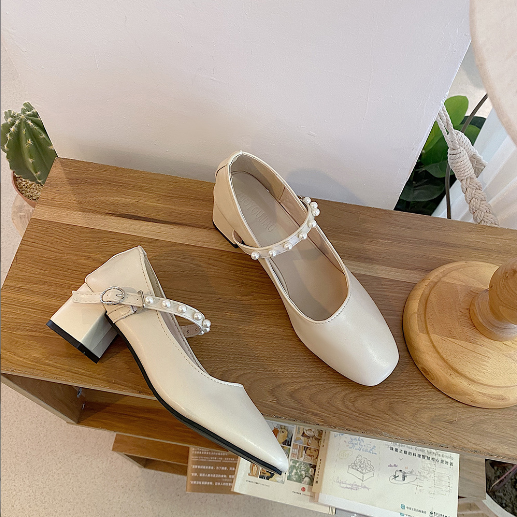 Giày búp bê đế vuông 5cm dây đính ngọc G036
