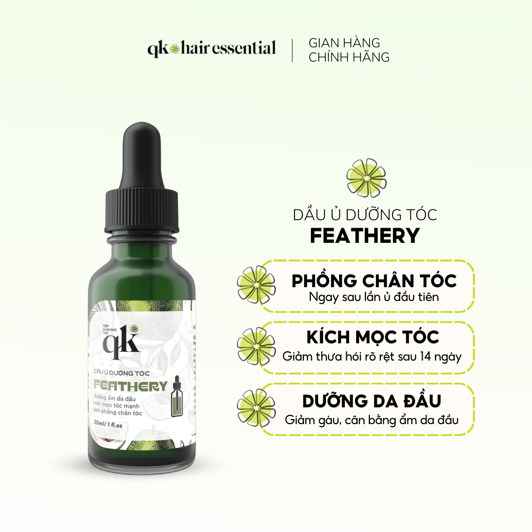 Dầu ủ dưỡng tóc feathery handmade qk