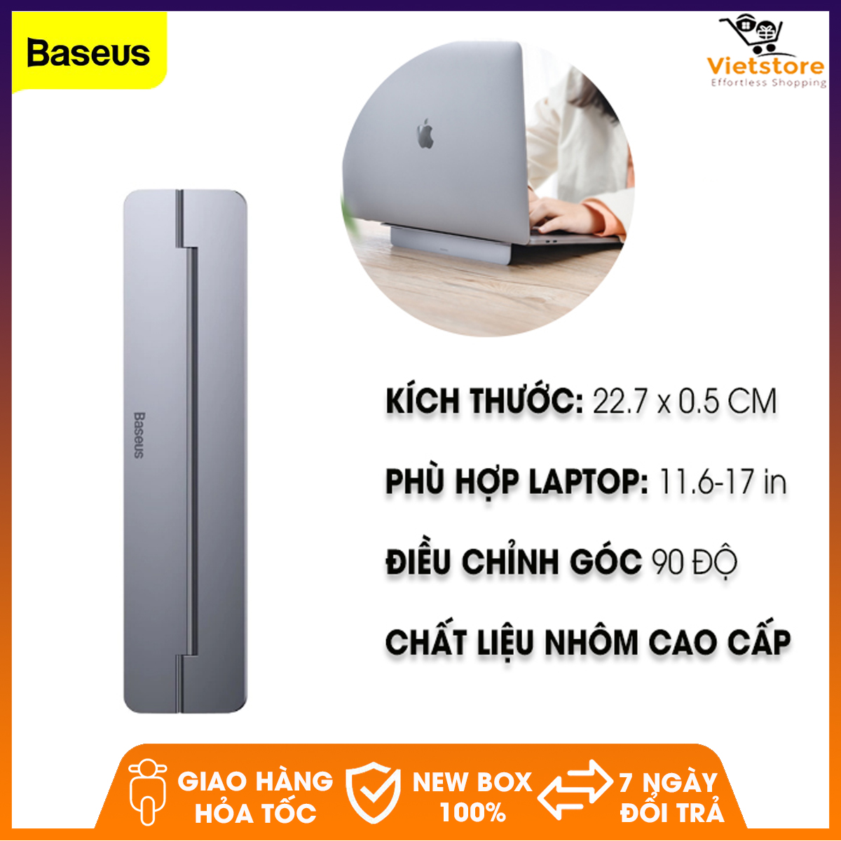 Giá đỡ máy tính Baseus Papery Notebook Holder có thể điều chỉnh gấp di động dùng cho MacBook Pro Air hoặc các dòng Laptop 11.6-17 Inch