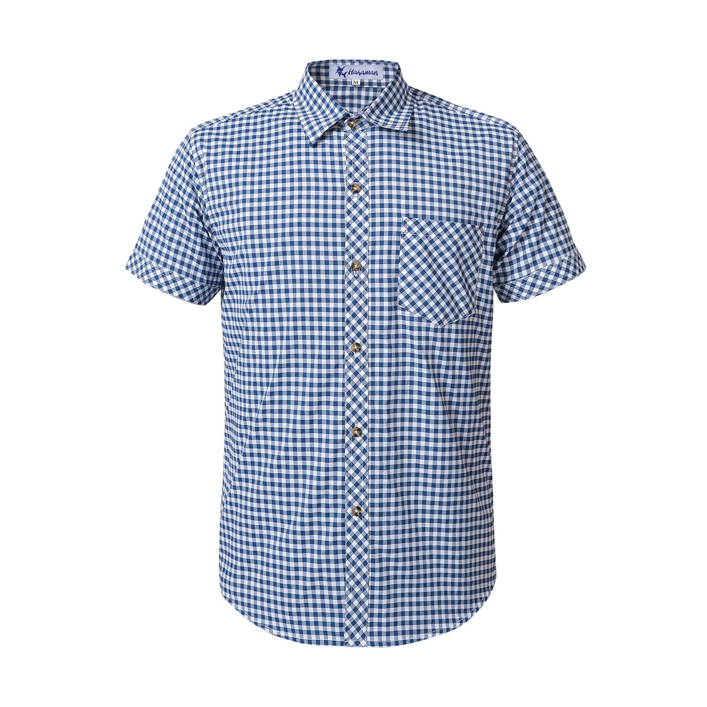 Áo sơ mi nam caro HAHAMAN thời trang cao cấp ngắn tay HA0810 màu đỏ trắng xanh