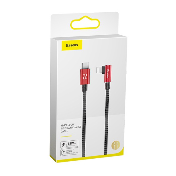 Cáp pd lightning to type c baseus mvp elbow type-c to ip cable pd 18w 2m catlmvp-b09