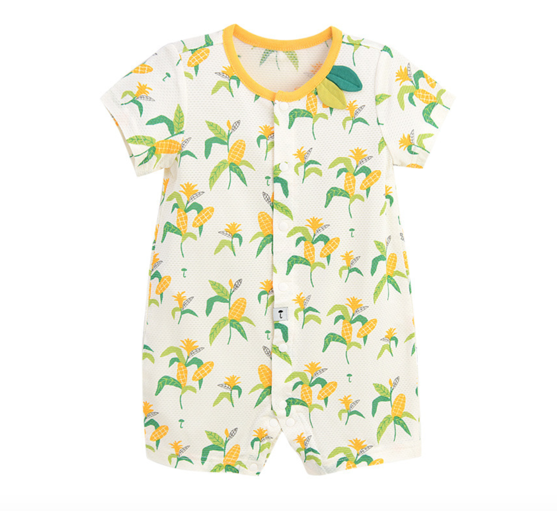 Body bé trai, bé gái bắp ngô cotton lỗ Moimoln 61934