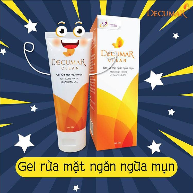 Tube lớn Decumar Clean gel rửa mặt mụn