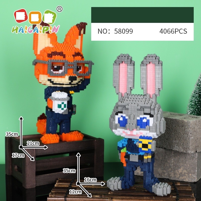 Lego lắp ghép mô hình gấu bearbrick, thỏ, cáo [Mua 1 tặng 1]