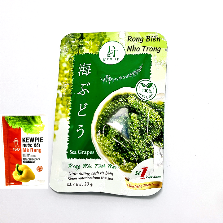 Rong nho tươi tách nước công nghệ số 1 Việt Nam gói 20g - Tặng 1 gói sốt mè rang Kewpie 15ml
