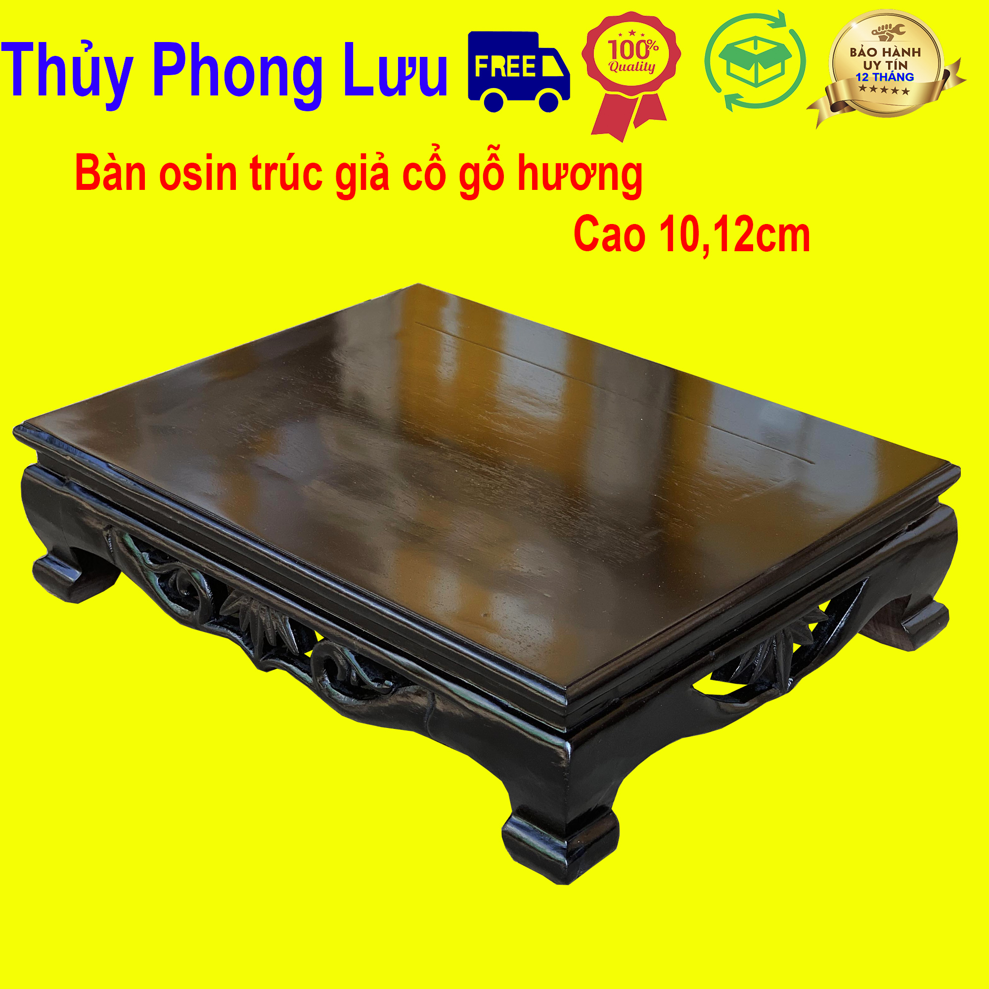 Bàn osin trúc màu giả cổ chân cong gỗ hương cao 10,12cm
