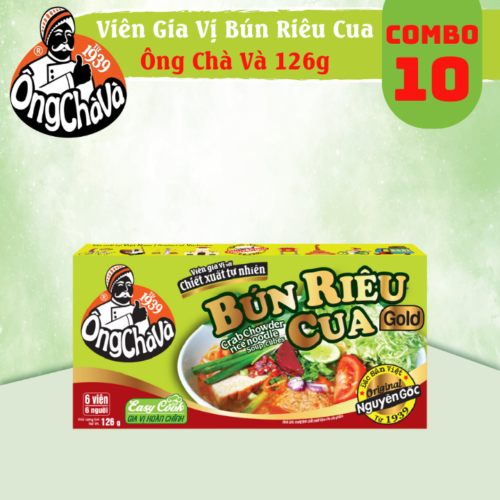 Combo 10 Hộp Viên Gia Vị Bún Riêu Cua Ông Chà Và 126g