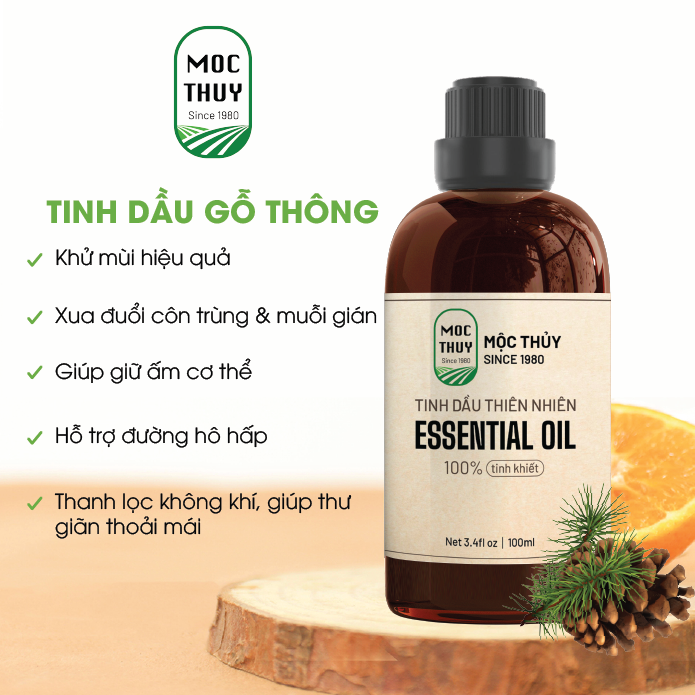 Tinh Dầu Gỗ Thông Trắng khử mùi, xua đuổi côn trùng 10ml/100ml/500ml/1L/5L nguyên chất hữu cơ MỘC THỦY- Đạt chuẩn chất lượng, giá tốt độc quyền