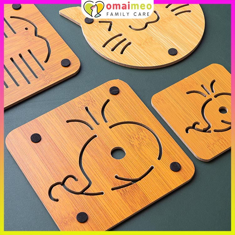 Miếng lót ly cute, miếng lót ly bằng gỗ chống nóng lót ly cafe, chén cơm ly giữ nhiệt nhiều họa tiết