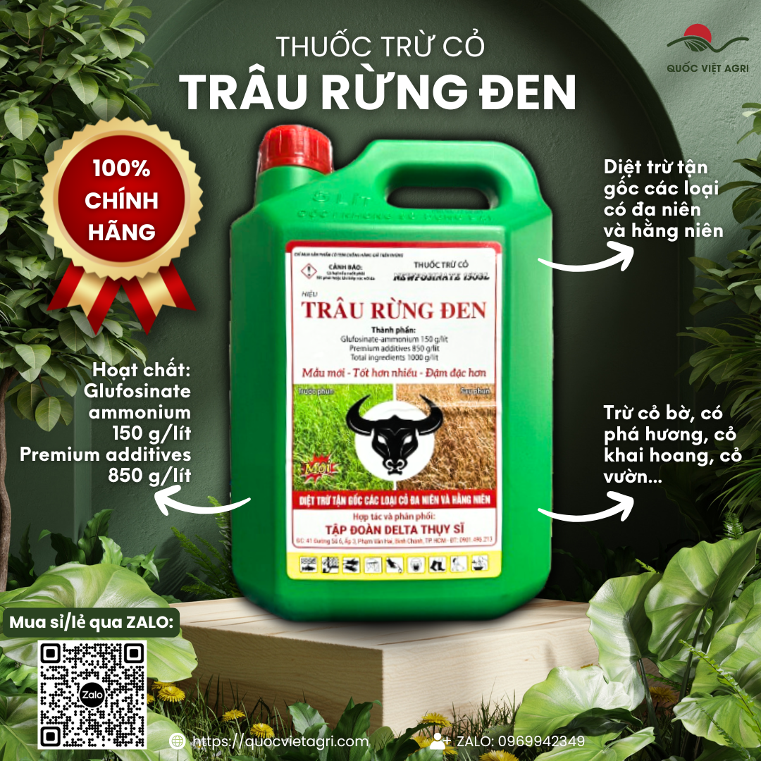  Thuốc diệt trừ cỏ TRÂU RỪNG ĐEN  can 4.5 LÍT  - Diệt trừ tận gốc các loại cỏ đa niên và hằng niên Trừ cỏ bờ cỏ phá hoang cỏ khai hoang cỏ vườn 