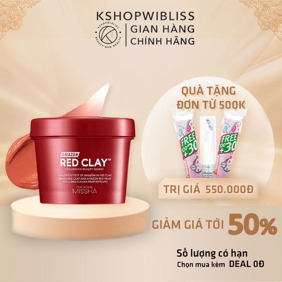 Mặt nạ đất sét giảm mụn đầu đen làm sạch Missha Amazon Red Clay Pore Mask 110ml