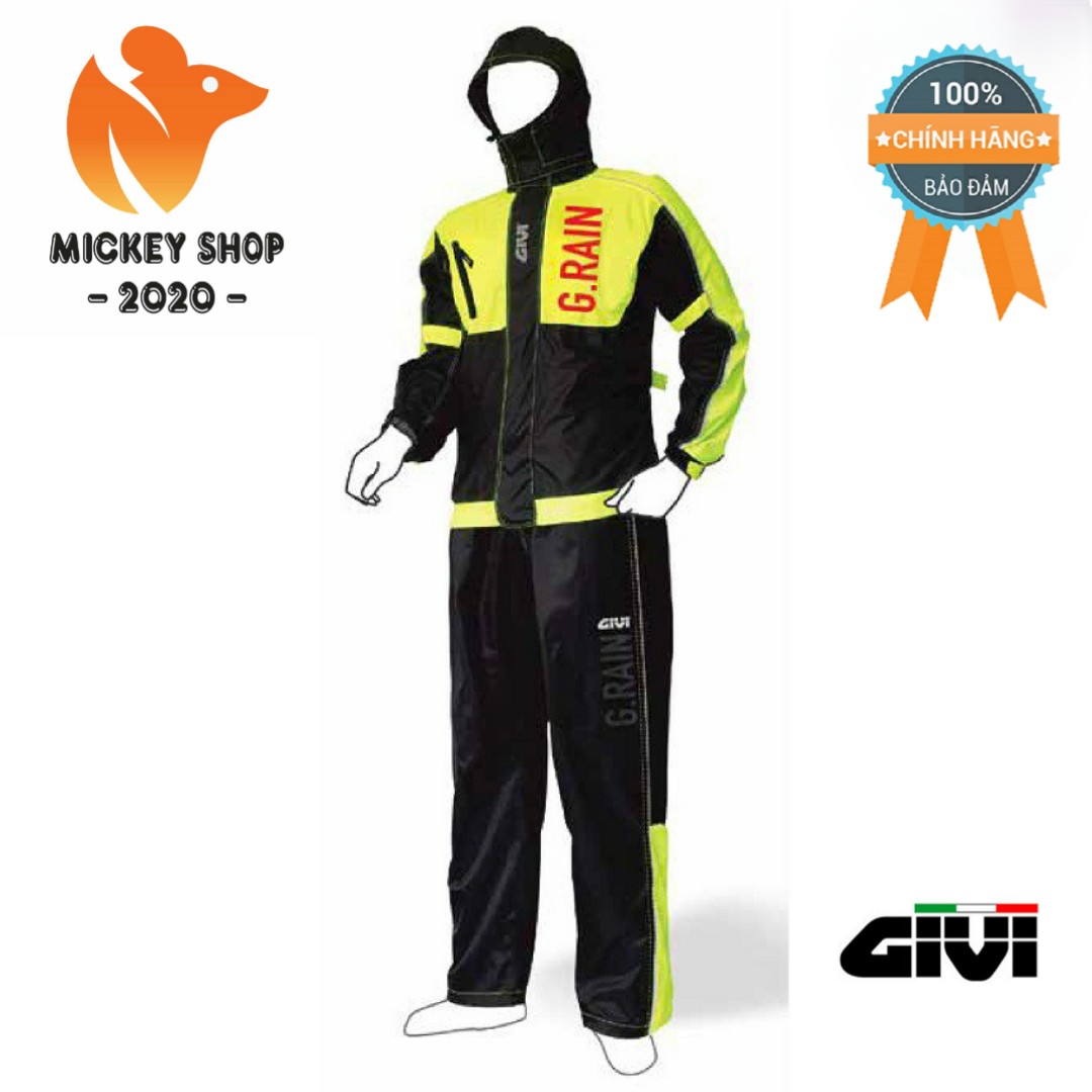 Áo mưa bộ givi g-rain gra01.ax-ny đen – vàng neon