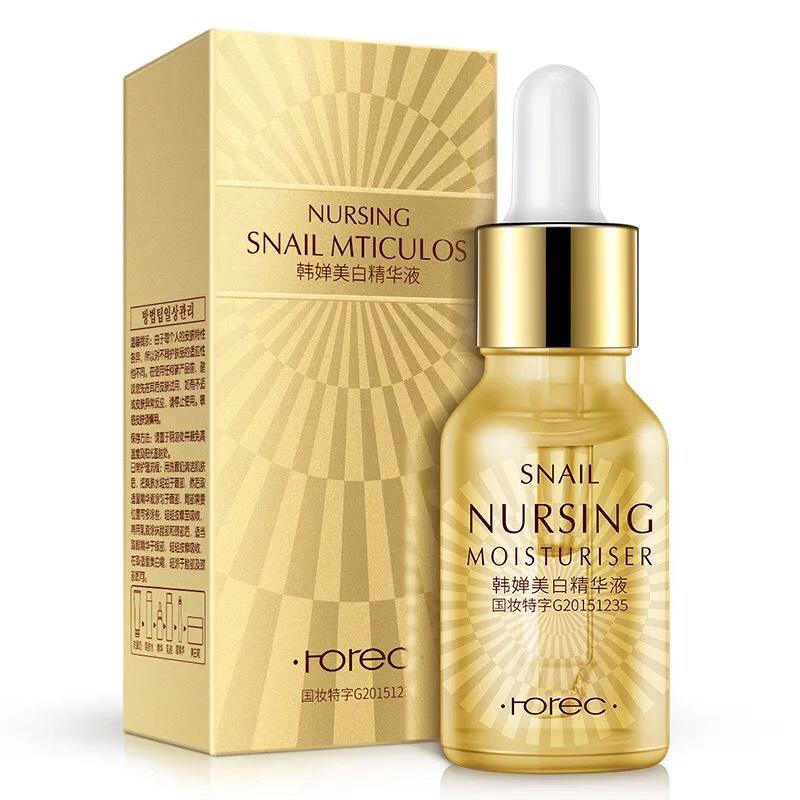Serum trắng da mặt tinh chất ốc sên dưỡng da làm trắng Snail Nursing Rorec, Serum dưỡng trắng chiết xuất ốc sên mờ thâm