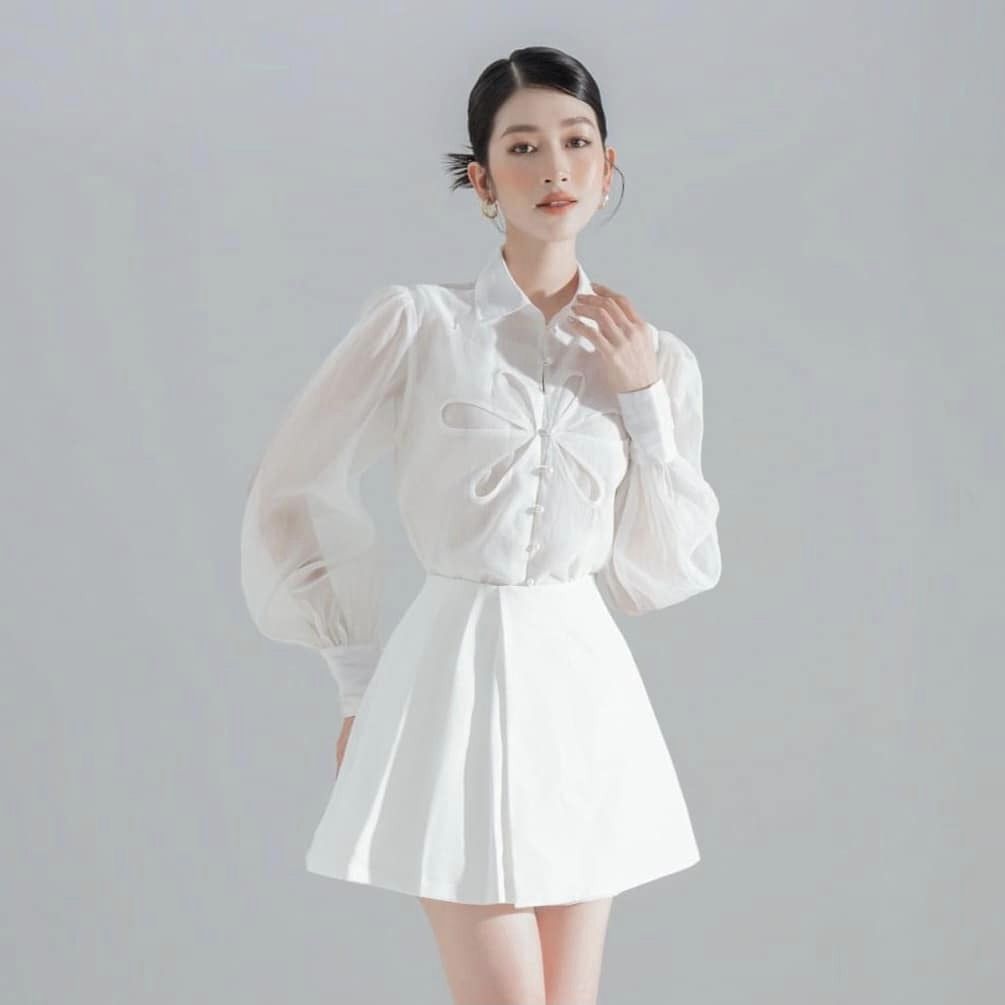 Those Studio áo sơ mi kiểu nữ, sơ mi trắng nữ áo kiểu dài tay thanh lịch , nữ tính Aurora Top
