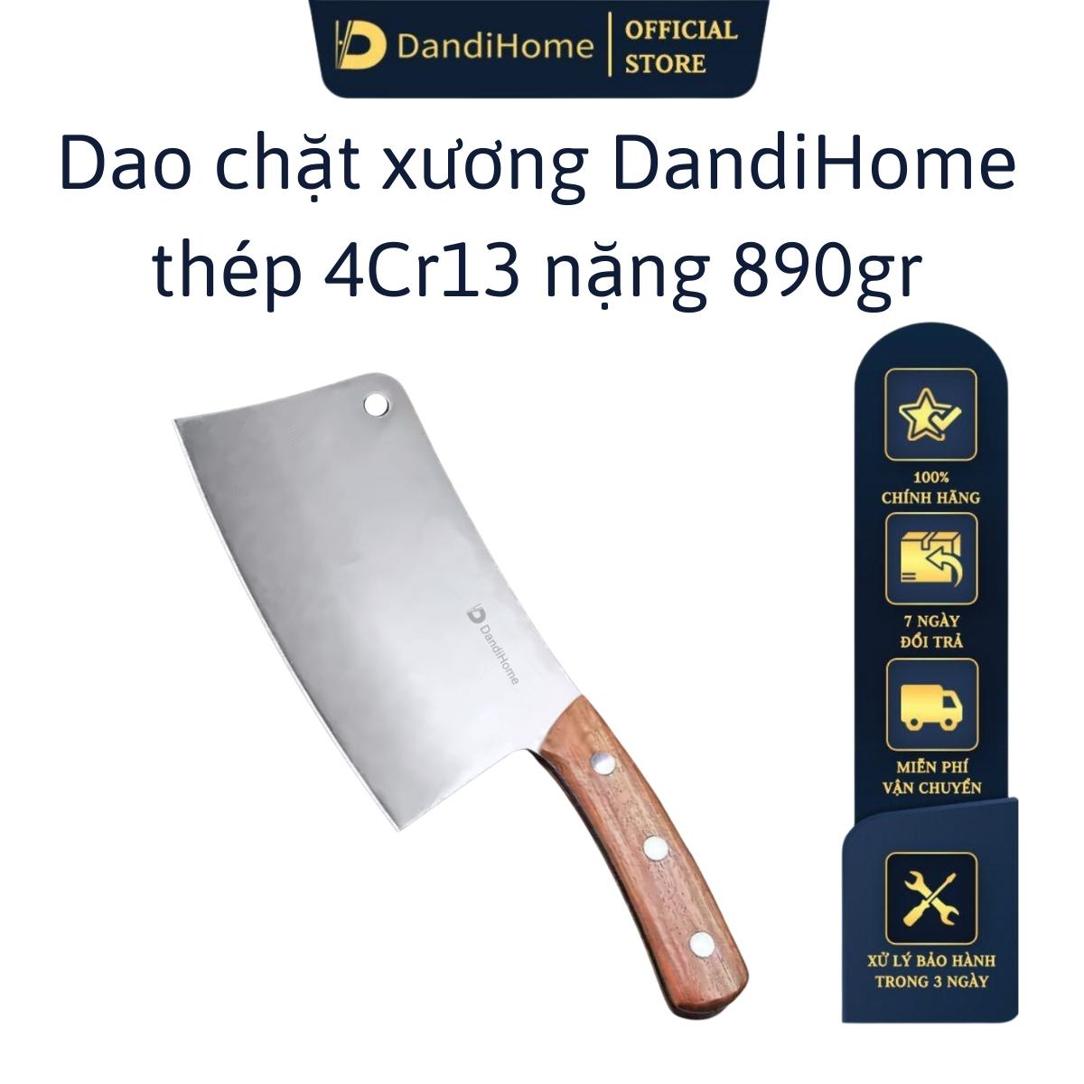 Dao chặt xương lớn DandiHome thép 4Cr13 nặng 890gr cao cấp