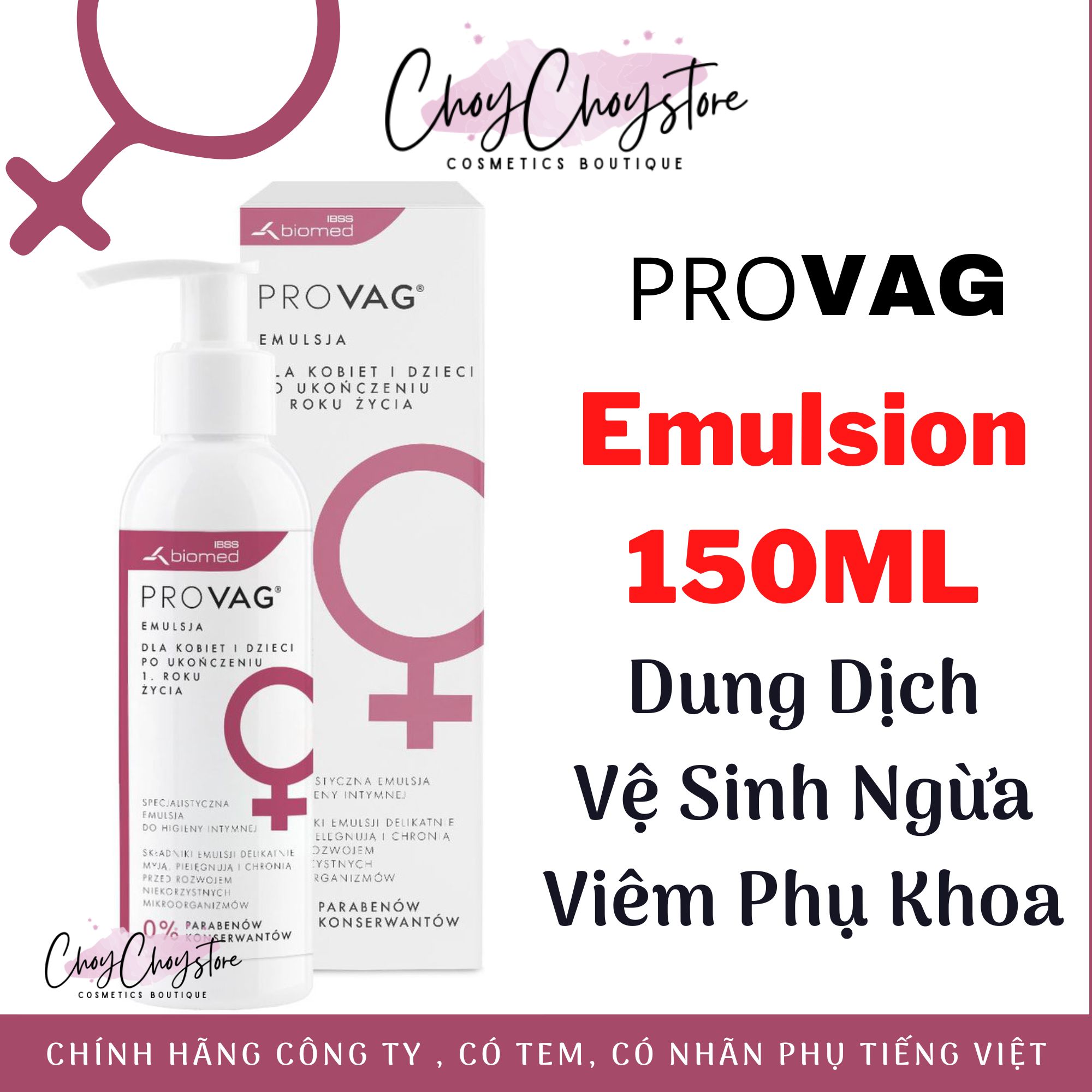 Dung dịch vệ sinh PROVAG Emulsion 150 mL - Dung dịch vệ sinh chống viêm phụ khoa
