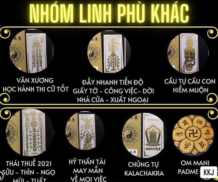 Nhóm LINH PHÙ KHÁC (Phù Thái tuế, Thi cử đỗ đạt, cầu con, Hỷ thần tài, Chủng tự)