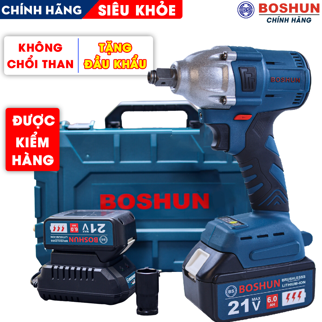 [KHÔNG CHỔI THAN] Siết Bulong Boshun 330N Chính Hãng Siêu Khỏe - Vặn Ốc Xe Tay Ga, Ô Tô - Máy Siết Ố