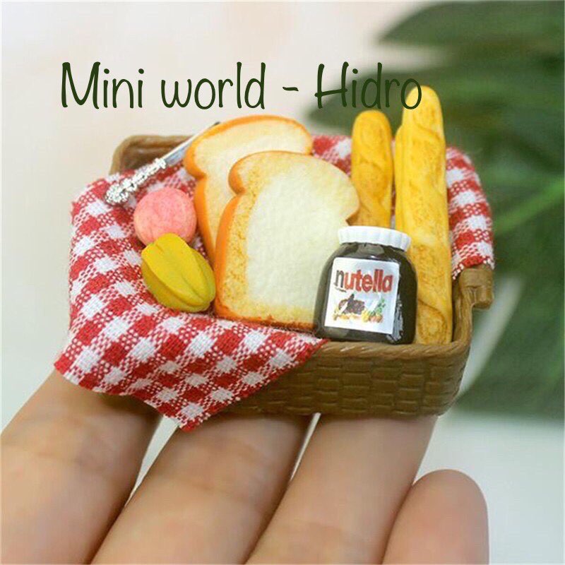 Set combo mô hình giỏ bánh mì mứt bánh trái mini tí hon tỉ lệ 1/12 dành trang trí nhà búp bê Khách lưu ý xem kích thước sản phẩm trên hình