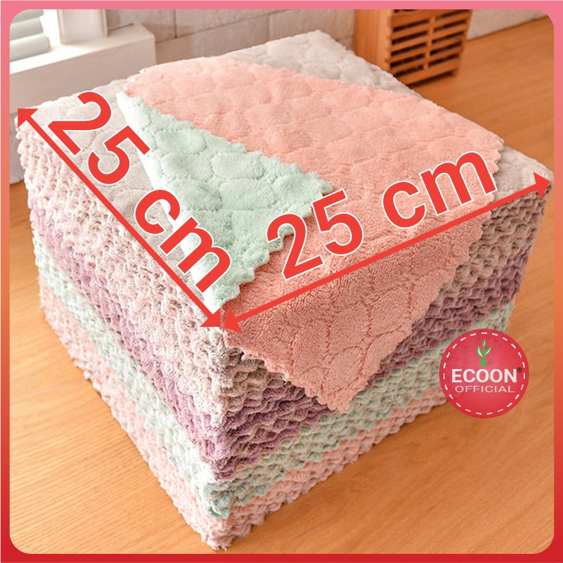 COMBO 5 Khăn lau 2 mặt siêu thấm - Khăn lau không phai màu nhanh khô- Khăn lau bếp, khăn lau kính, lau bát T2