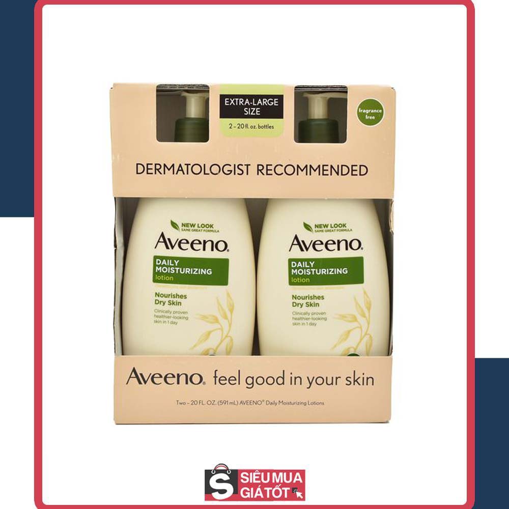 Set 2 chai sữa dưỡng thể aveeno daily moisturizing lotion mỹ 591ml