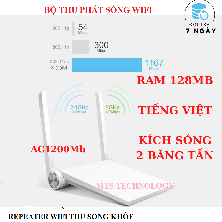 Bộ kích sóng wifi Xiaomi 2 băng tần AC200Mbps Tenda AC9, bộ thu sóng wifi 2 băng tần, repeater wifi modem wifi, router wifi - Hàng Cũ