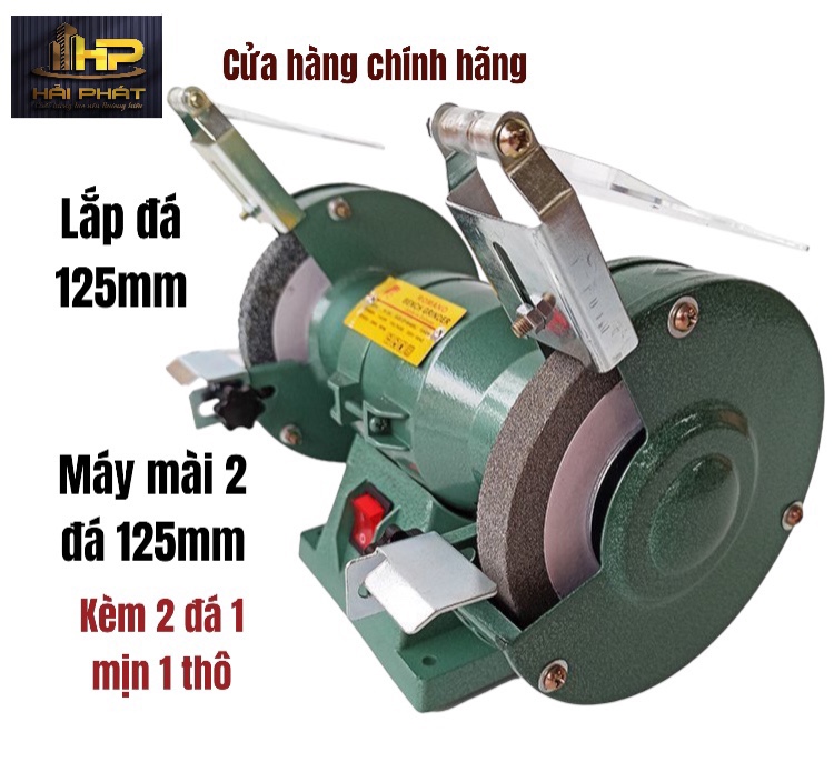 Máy Mài Bàn 2 Đá 5inch romannol - Máy mài dao , kéo , mũi khoan ... , Máy 1/4HP dùng đá 125mm , có tấm chắn bảo vệ - Bảo hành 6 tháng