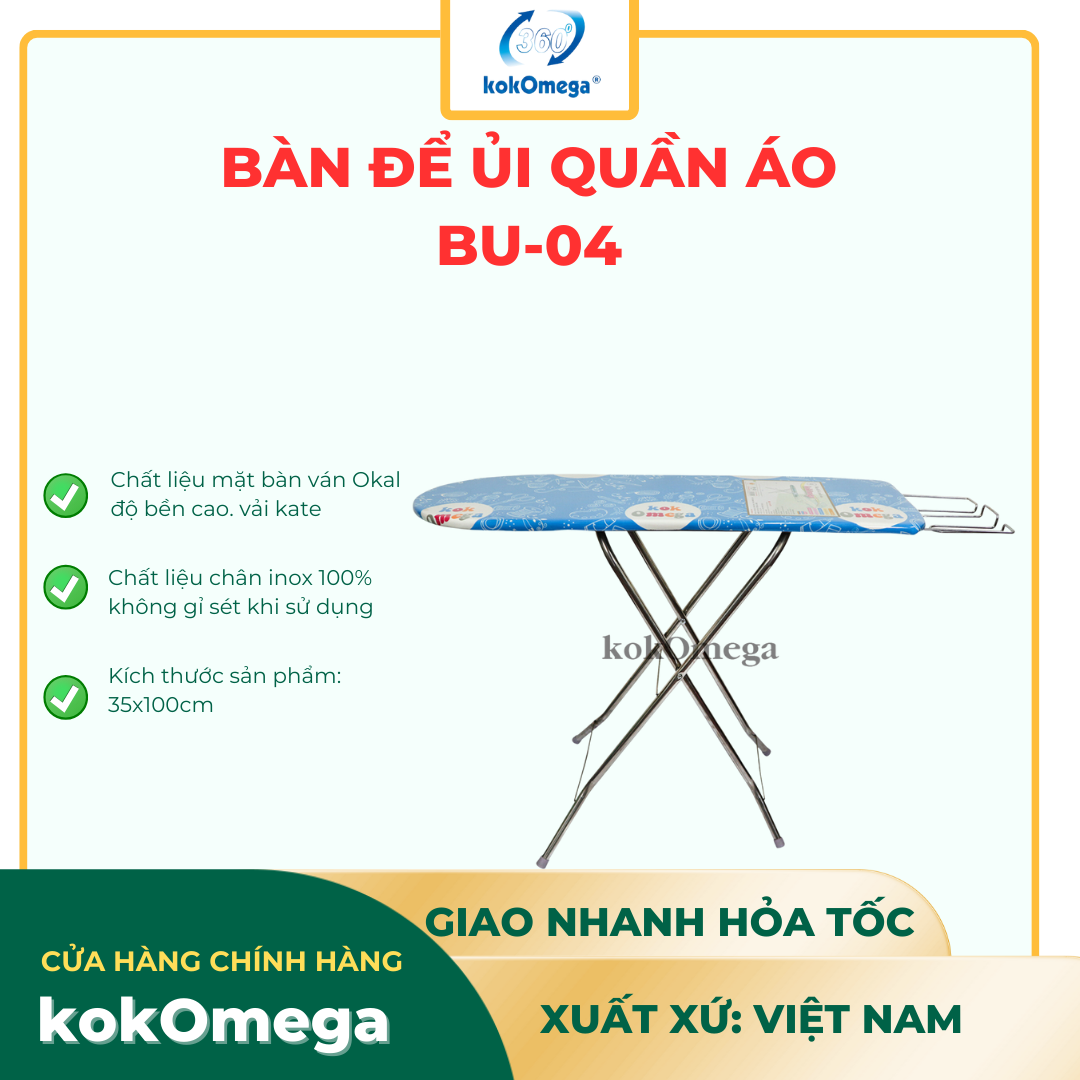 Bàn Để Ủi Quần Áo kokOmega Chân Đứng 34x98 Cm - (OMBU-04)