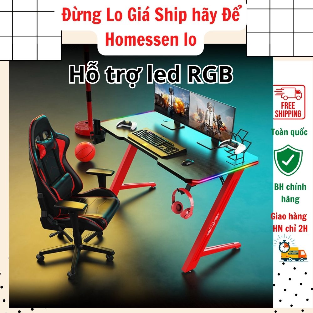 Bàn chơi game tại nhà bàn máy tính để bàn bàn chơi game bàn chơi game hỗ trợ đèn led RGB thông minh, bàn để máy tính làm việc tại nhà