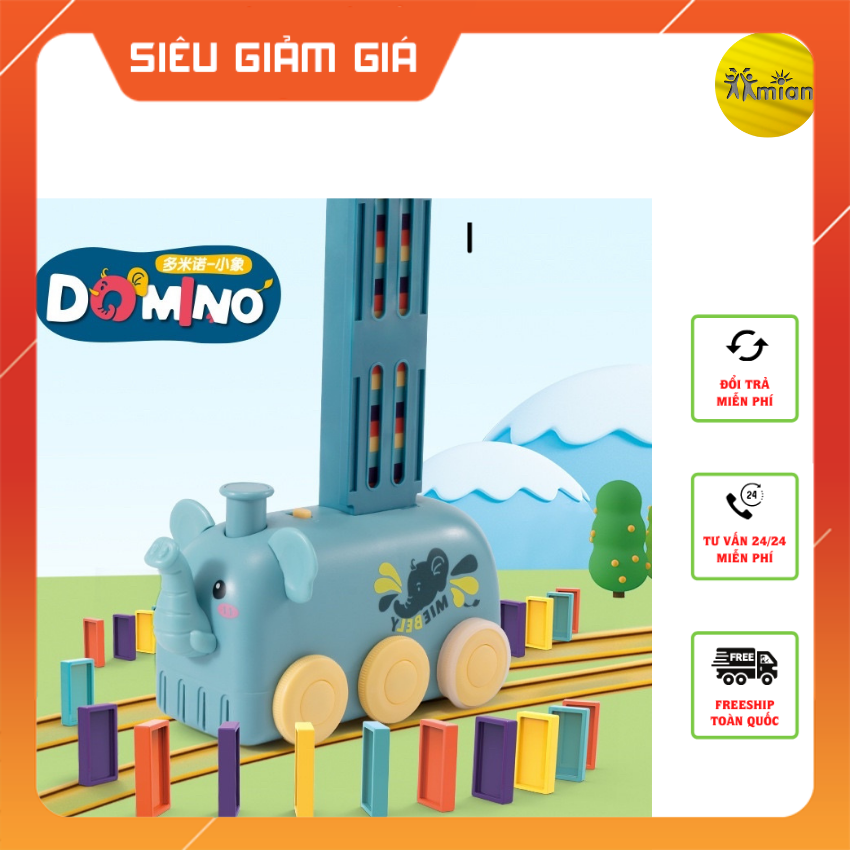 {SIÊU HOT} Bộ Đồ Chơi Đoàn Tàu Thả Domino Tự Động Có Đèn - Kèm Nhạc Cho Bé - Mian47 - Thích Mê - Học Màu Sắc Và Chơi Domino