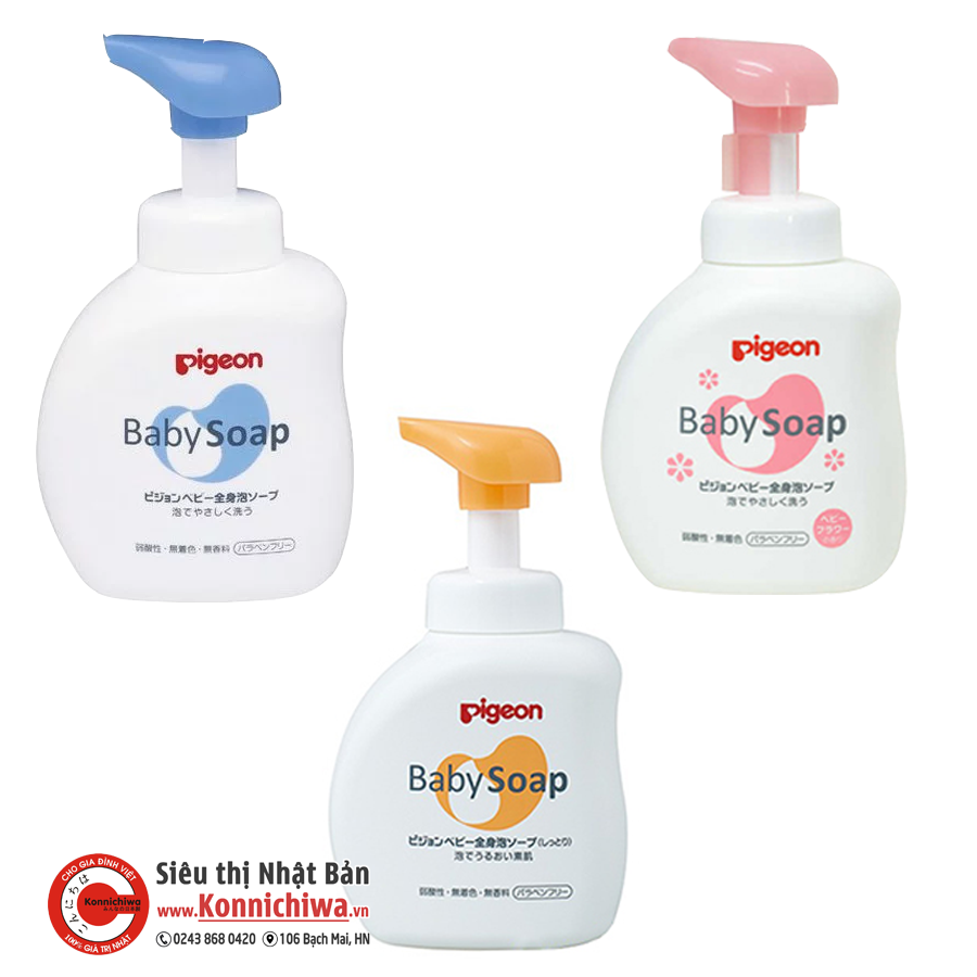 [Hàng Nhật Chính Hãng] Sữa/Dầu Tắm Gội Tạo Bọt 2 In 1 Cho Bé Pigeon| Sữa Tắm Gội Pigeon Baby Soap Đủ Mùi Hương Chai 500m