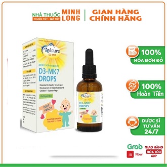 Avisure D3 - MK7 Drops - bổ sung vitamin D3 và K2 giúp bé phát triển chiều cao vượt trội