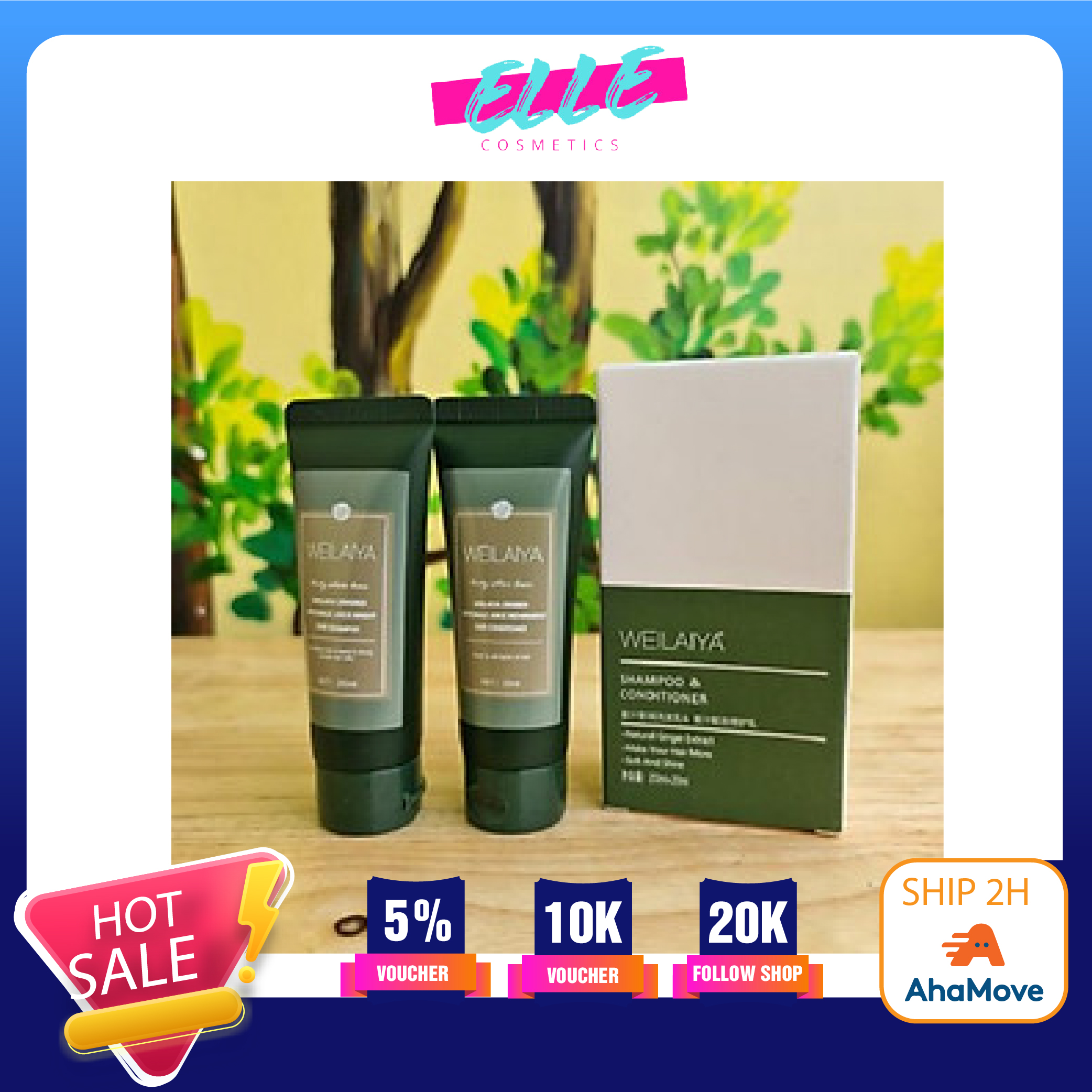 Bộ dầu gội mini size gừng hà thủ ô Weilaiya giảm rụng kích mọc tóc (gội 20ml + xả 20ml)