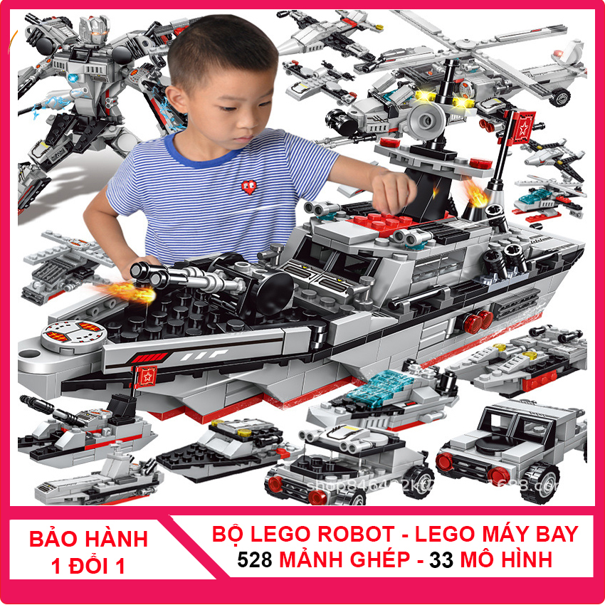 [528 CHI TIẾT] Đồ chơi lắp ráp xếp hình city cảnh sát, lắp ráp máy bay, lắp rap  robot, Le go tàu ASSAULT MARINE Children Store ghép 35 mô hình khác nhau giúp bé phát triển trí thông minh, đồ chơi trẻ em, đồ chơi le go lắp ráp cho bé