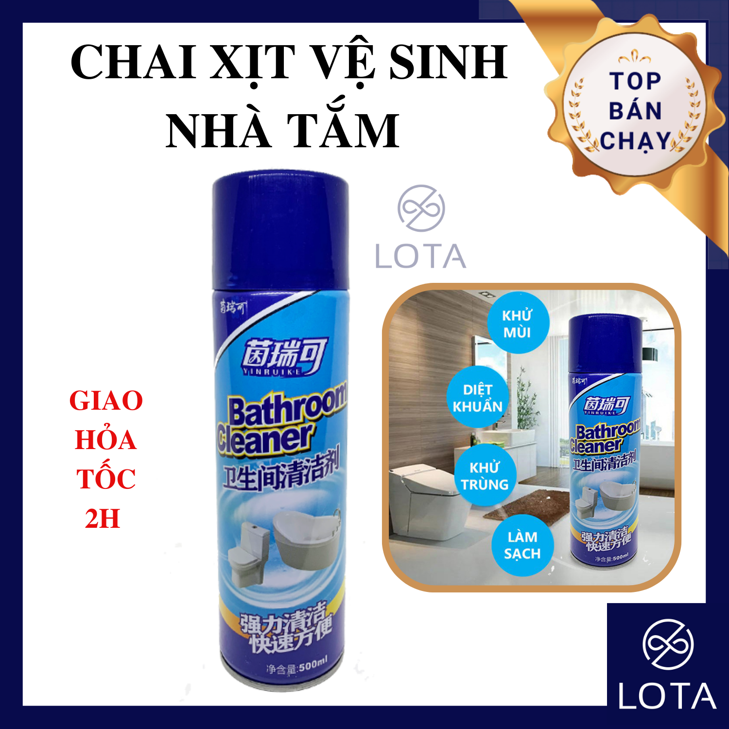 BÌNH XỊT TẨY RỬA NHÀ VỆ SINH phòng tắm bọt tuyết làm sạch nhà tắm toilet wc Bathroom Cleaner LOTA SHOP