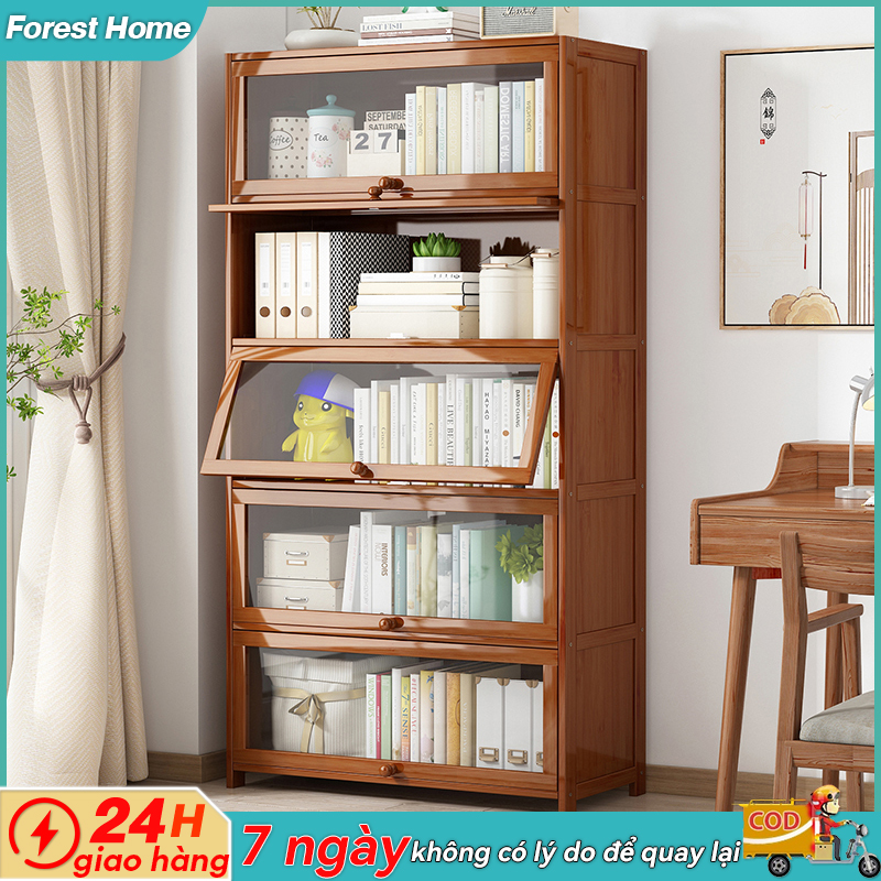 Tủ sách gỗ kệ hiện đại Cửa kính acrylic trong Tủ gỗ đa năng Kệ chất Kệ Gỗ Có Ngăn