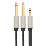 Dây cáp audio 3.5mm sang hai đầu 6.5mm av126 mạ vàng 15 micron cao cấp chất liệu tpe đàn hồi 10615 2m