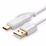 Dây cáp usb 2.0 to type-c và micro usb mạ vàng us142 30171 1m trắng