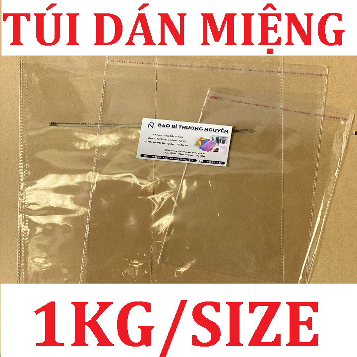 1KG Túi OPP Kiếng dán miệng Đựng Quần Áo đóng gói, túi dày đẹp chất lượng tốt, Đủ SIZE Chọn, Bao Bì Túi 379
