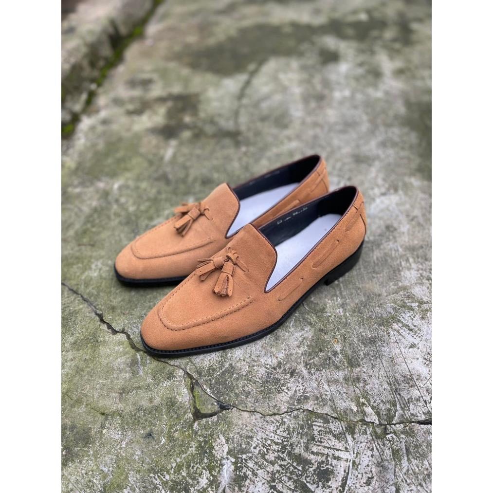 Giày Tây Nam Da Lộn, Kiểu Dáng Tasseled Loafer, da bò nhập khẩu
