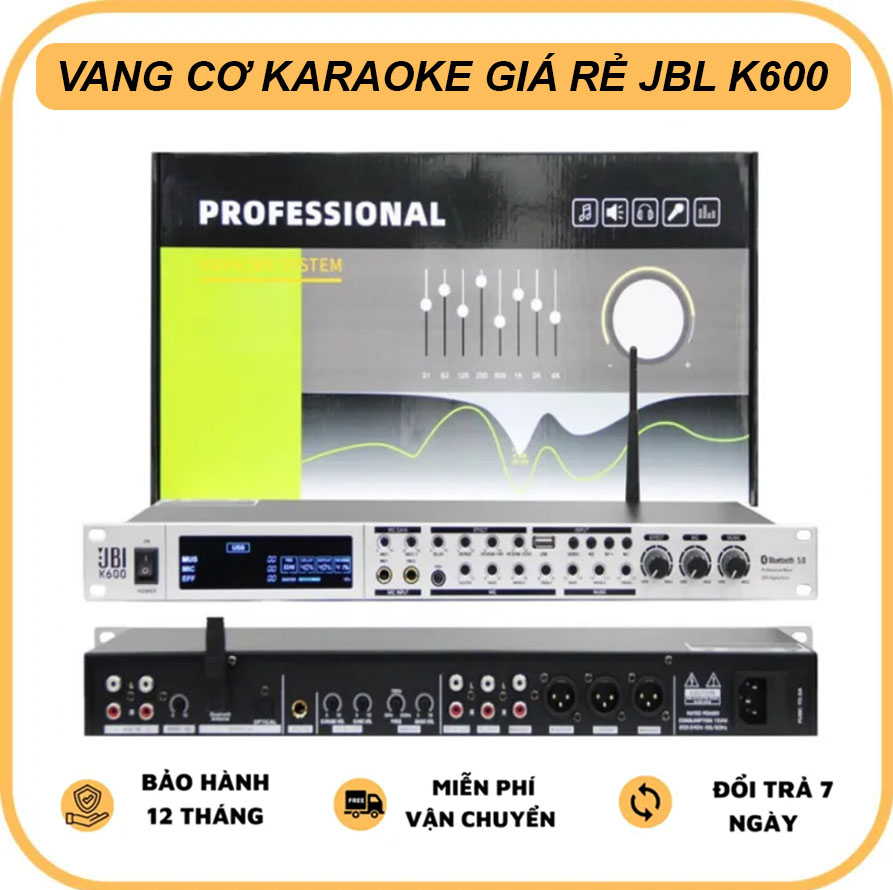 Vang Cơ Karaoke Chống Hú JBL K600 - Kết Nối Bluetooth 5.0 Đầy Đủ Cổng Quang + Có Cổng Sub Riêng Biệt Hiệu Ứng Echo, Reverb Chuyên Nghiệp Xử Lý Âm Thanh Hoàn Hảo - Vang Cơ Karaoke Giá Rẻ Bảo Hành 1 Năm