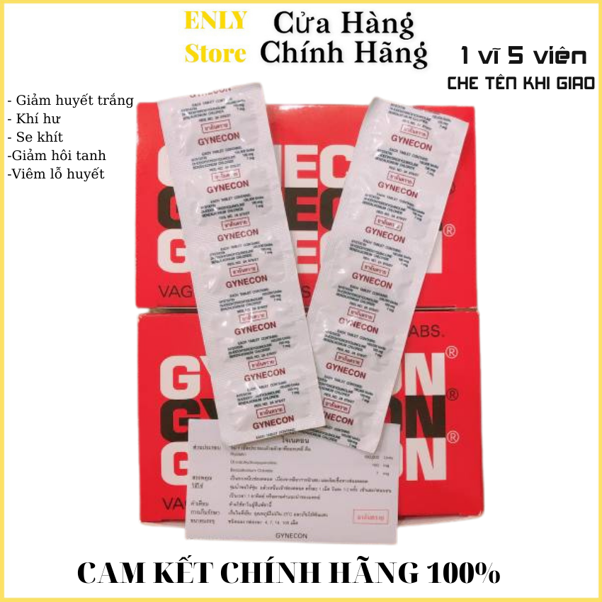 Viên Đặt Phụ Khoa Gynecon Hàng Thái Lan Chính Hãng Vỉ 5 viên